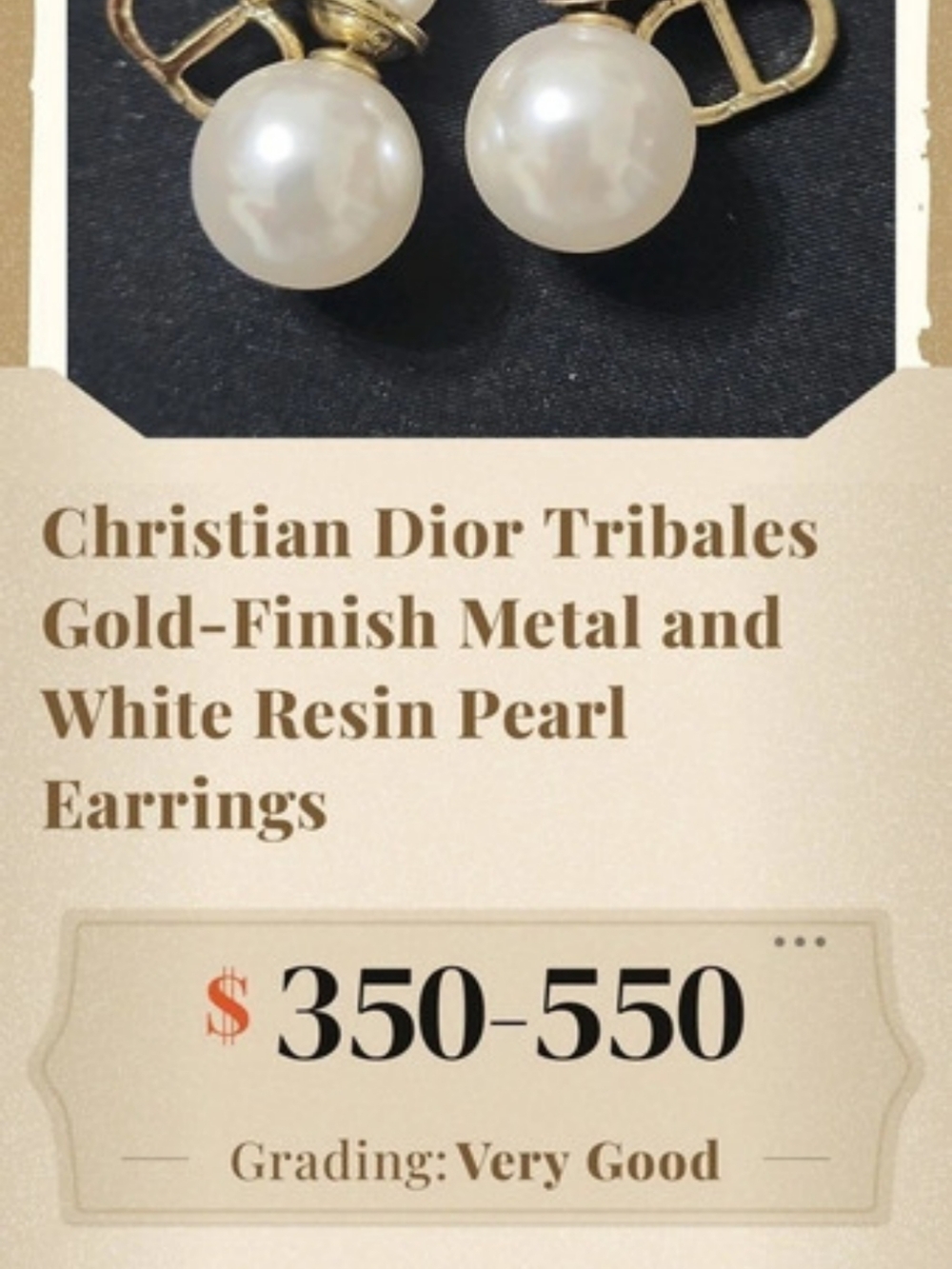 Christian Dior Tribale Gold-Tone Pearl Earrings
